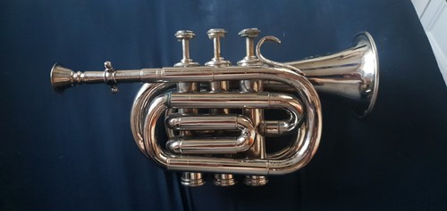 Vintage brass pocket cornet - brass,