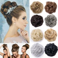 UK Scrunchie Chignon Messy Curly Bun Updo As Real Clip in Piece Hair Extensions