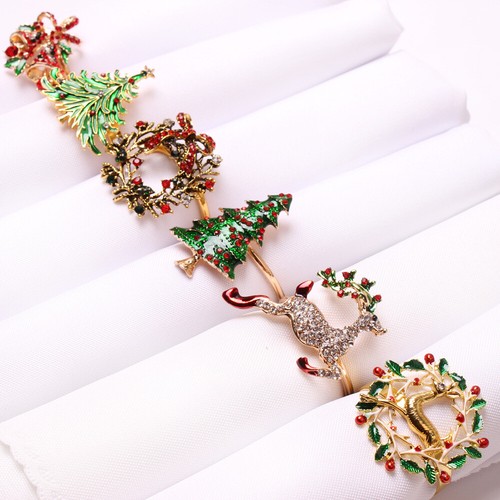 6pcs christmas napkin rings - 1-6pcs,