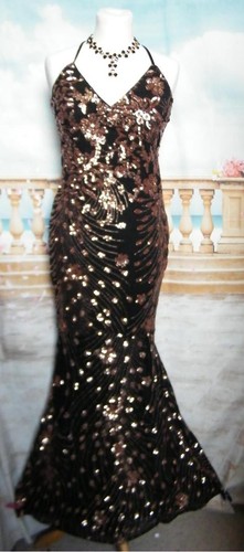 Maxi dress black gold sequin - dress, 8