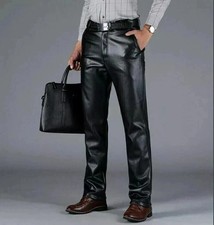 New Men's Black Leather Pant