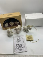 Precious Moments 1982 TRIO of Porcelain Bisque Ornaments ANIMALS Enesco E-2386