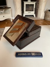 Victorian Oak & Elm Campaign Folding Boxed Travelling Shaving Mirror