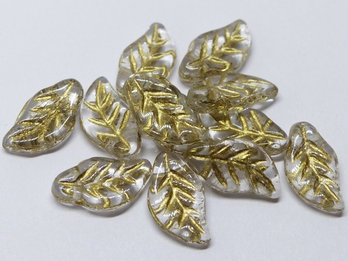 Czech glass leaf - (mm),
