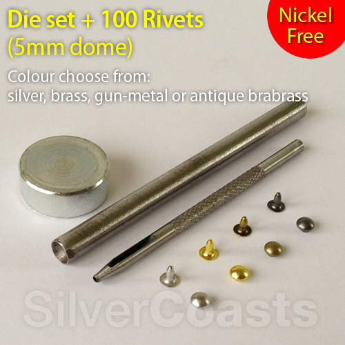 100x 5mm dome rivets - dome, set