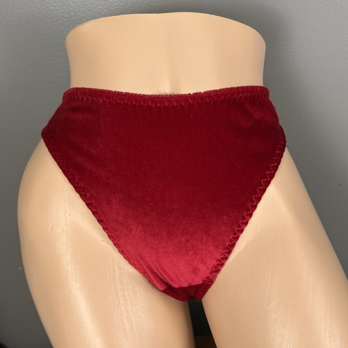 Vintage red velvet thong - velvet,