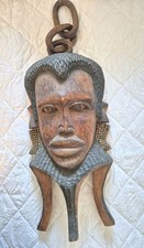Large African Wooden Hand Carved Mask  Tall Wall Hanging