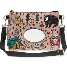 4 Nature Crossbody Baby Travel Bag. Baby Wipes Dispenser, Multi pocket, Washable
