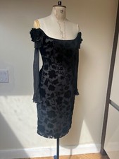 VINTAGE BELLVILLE SASSOON LORCAN MULLANY DRESS SIZE 14 BLACK BEADED OFF SHOULDER