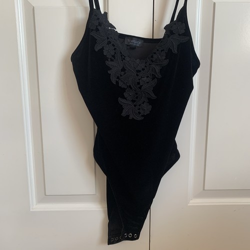 Top shop black velour - velour, lace