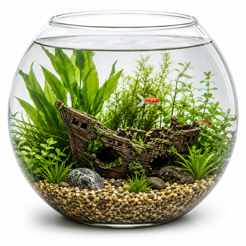 Glass goldfish bowl fish vase - goldfish,