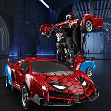 Kids Spiderman Transformer 360 Degree Rotation Radio Remote Control Car