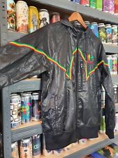 Adidas Mens Small Jacket Rasta Reggae Vintage Retro Rare Hooded Wet Look Light