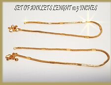 22k ANKLETS TRADITIONAL UNIQUE INDIAN GOLD-PLATED ANKLET BRACELET PAYAL  KAPA