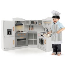 Kids Corner Kitchen Playset Wooden Cooking Toy Toddlers Play Kitchen Pretend