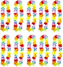 TRIXES Hawaiian Lei Tropical Floral Necklace x10 NEW Hawaii Luau Flower Garland
