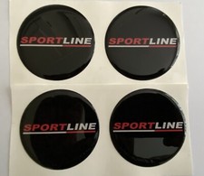 SPORTLINE ALLOY WHEEL CENTRE CAP DOMED STICKERS X4 BLACK RED TRANS T4 T5 T6 60mm