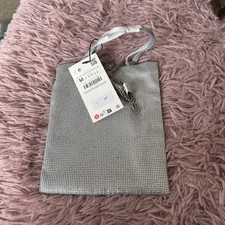 Zara Silver Mini Tote Bag With