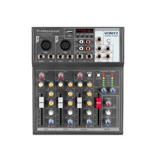 Vonyx 172.575 4-Channel VMM-F401 Mixer with USB, Echo & 48V Phantom Power