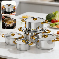 5x Stainless Steel Stockpot