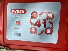 Pyrex Classic 25x20cm 2.6L Glass  Bowl 4 In 1 Red Lid New