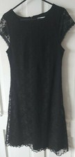 Amaranto size 8 ladies black dress sleeveless fully lined lace outer