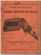 ALLIS CHALMERS MODEL 200 PICK-UP BALER ORIG. 1966 FACTORY SPARE PARTS CATALOGUE