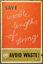 1950's GPO Internal Information Poster I.R.P 6 - SAVE STRING...AVOID WASTE