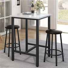 Tall Glossy White Marble Bar Table Square Cocktail Table Kitchen Dining Social