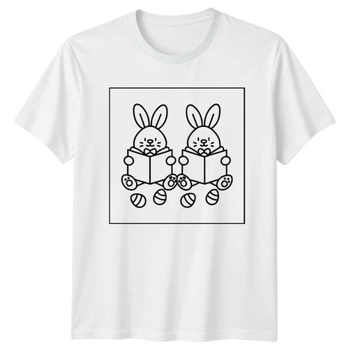 Easter bunny reading book - bunny,