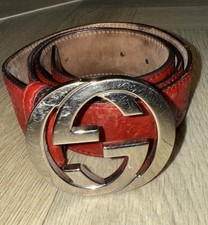 Genuine  Red Leather Gucci