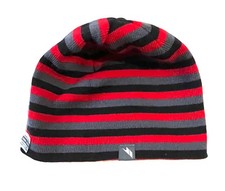 Trespass Coaker Beanie Hat Men's Red One Size 100% Acrylic Striped Reversible