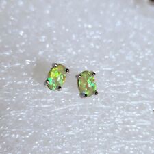 925 Silver Green Opal Fire Stone Earrings
