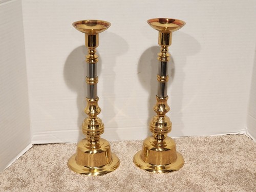 Pair 1980s brass chrome - brass,
