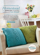 Sian Brown knitting pattern aran textured cable cushions in 2 designs