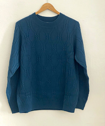 Damart ladies blue cable knit - blue, cable-knit