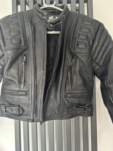 Baby biker black - black, leather
