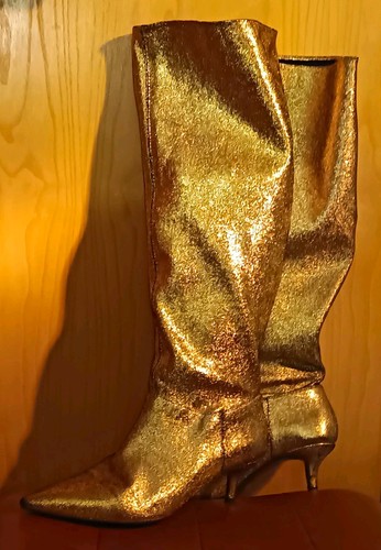 Zara gold metallic knee high - metallic,