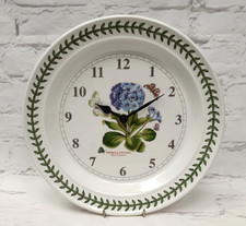 Portmeirion Botanic Garden 10" Ceramic Wall Clock Blue Primrose Primula Villosa