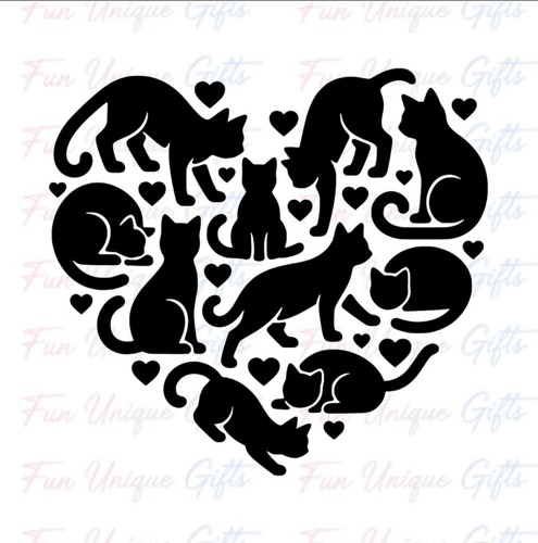 Cat heart silhouette - heart, vinyl