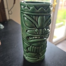 Vtg Tiki Mug Cup Vase Glazed