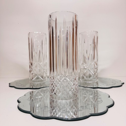 Cut glass candle hurricane - cut,
