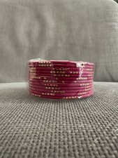 Pink and Golden Bangles Set - Set of 12 Bangles