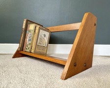 Vintage Oak Handmade Wooden Book Trough Stand Table Shelf Rest Display