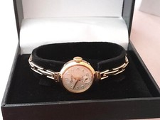 9CT GOLD MECHANICAL DECO WATCH