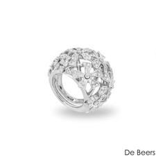 De Beers 18ct White Gold Diamond Flower Bombe Ring 1.63ct