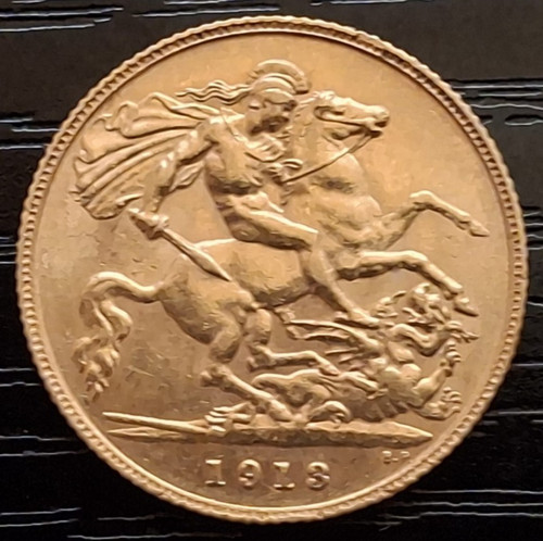 Gold sovereign aunc 1913 - gold,