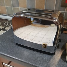 Vintage Morphy Richards Chrome Tuid Automatic Toaster 1960s and cover