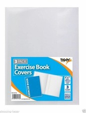 Exercise Book Covers ''9 X 7'' Transparent Plastic Sleeves Pack of 3