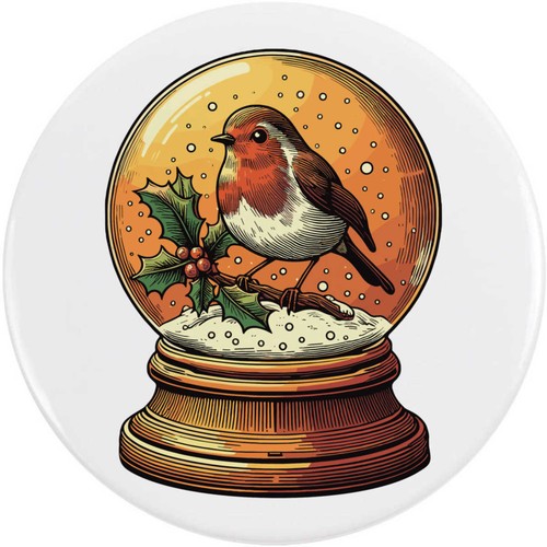 Robin snow globe button - 'robin, globe'